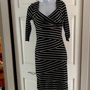 White House Black Market black/white fitted dress
